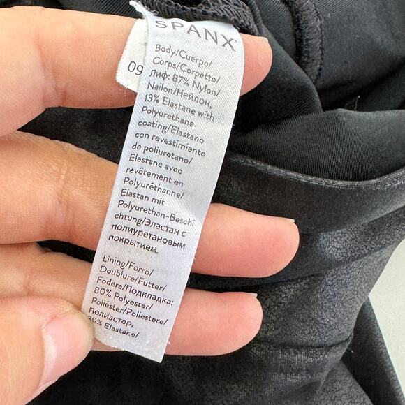 Spanx Leggings Womens Small Black Faux Leather Stretch‎ High Rise Seamless - Picture 5 of 9
